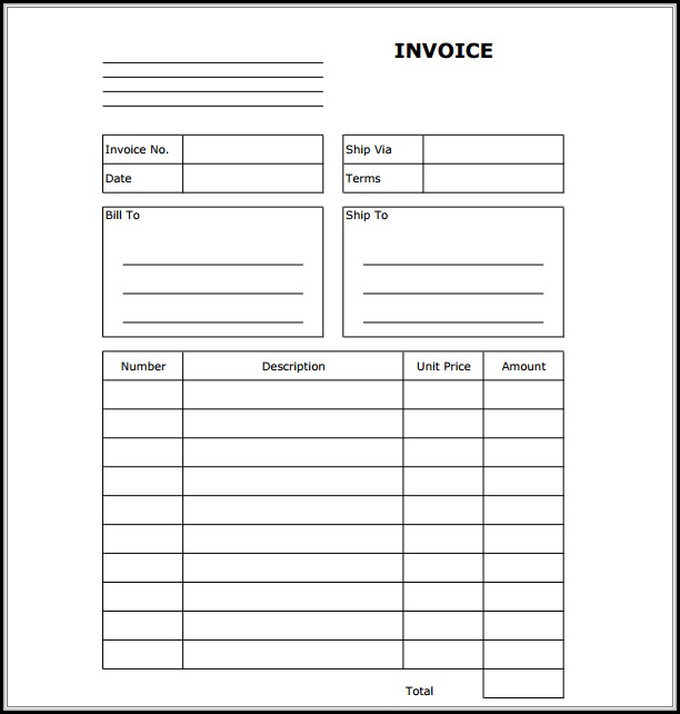 Free Blank Invoice Form To Print Free Blank Invoice Form To Print