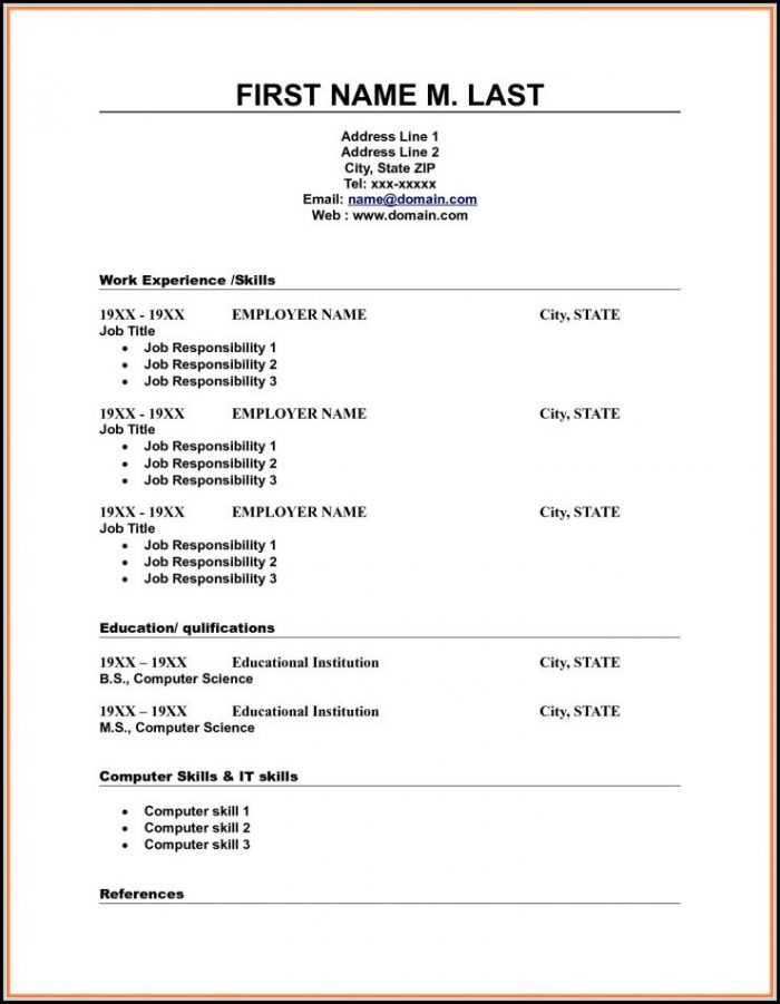 Free Blank Resume Template Pdf Free Blank Resume Template Pdf