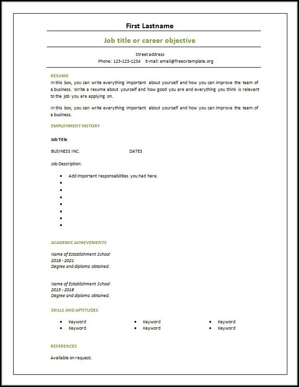 Free Blank Resume Templates Download Free Blank Resume Templates Download