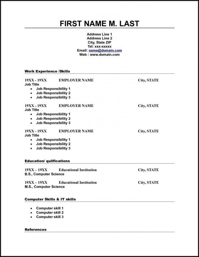 Free Blank Resume Templates For Microsoft Word Free Blank Resume Templates For Microsoft Word