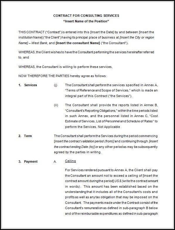 Free Consulting Contract Template Free Consulting Contract Template