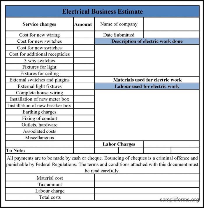 Free Electrical Bid Proposal Template Free Electrical Bid Proposal Template