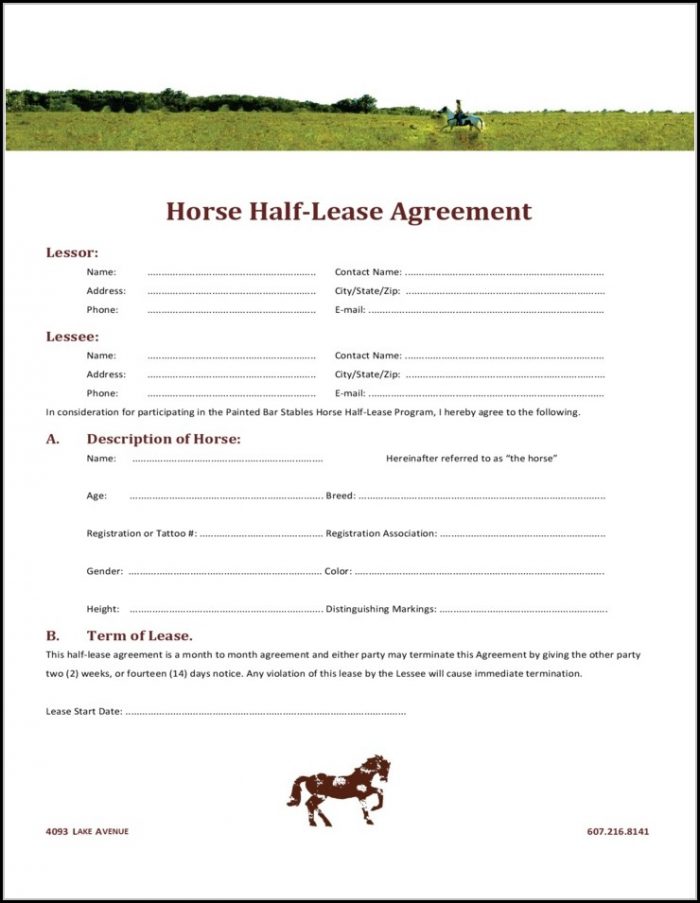 Free Horse Lease Agreement Form Free Horse Lease Agreement Form
