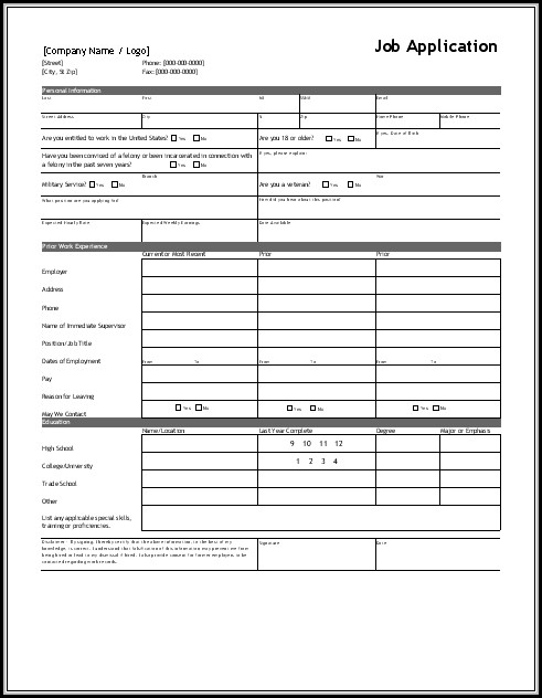 job application form template word format uk job applications