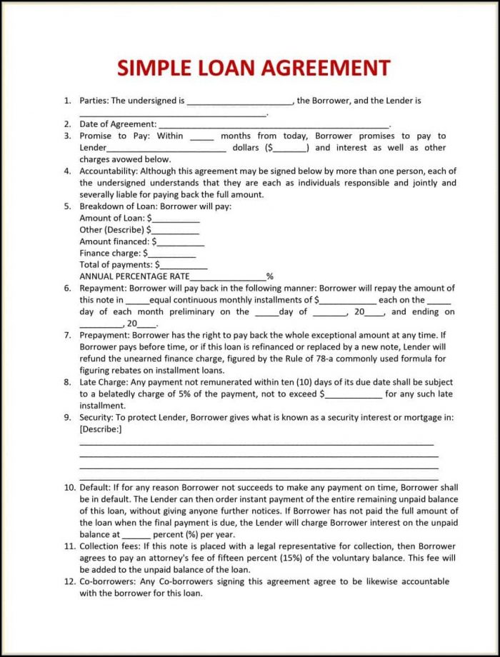 Free Loan Agreement Template Word Free Loan Agreement Template Word