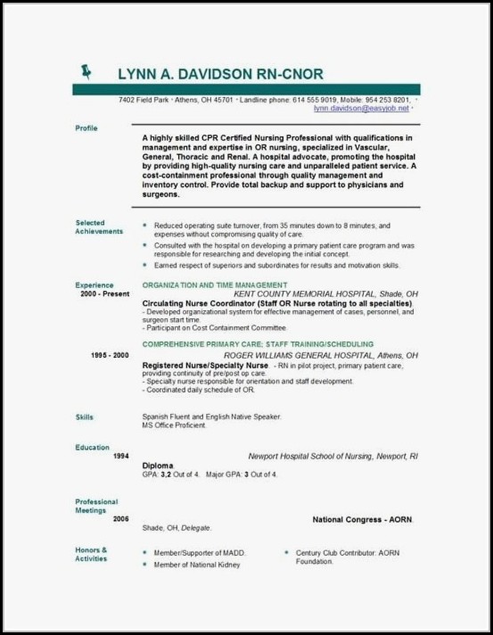 Free Nursing Resume Templates Free Nursing Resume Templates