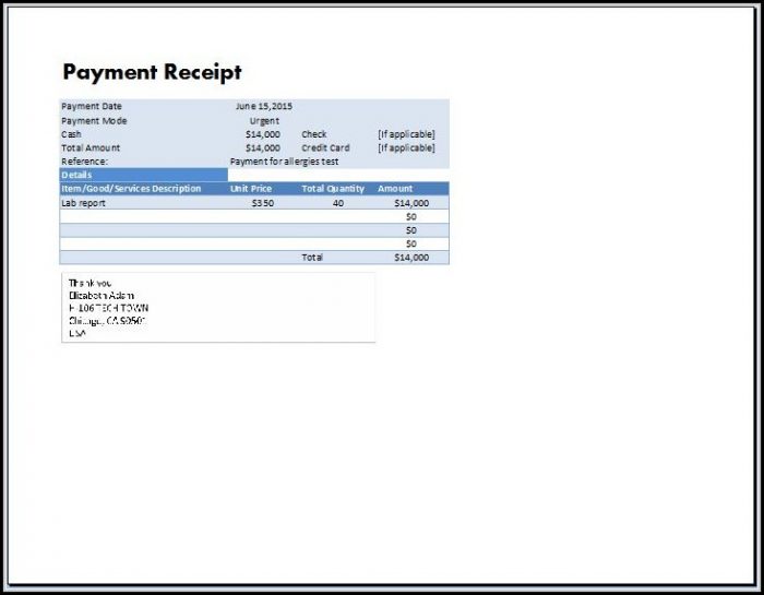 Free Payment Receipt Template Free Payment Receipt Template