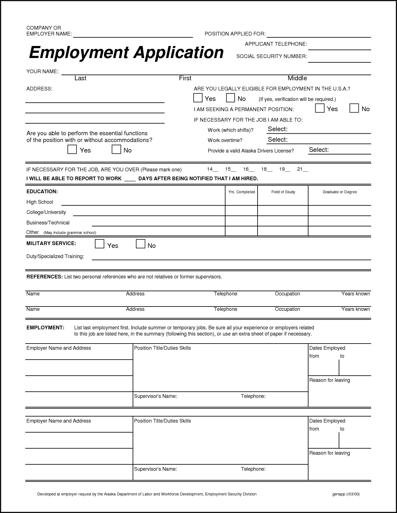 free printable basic job application form job applications