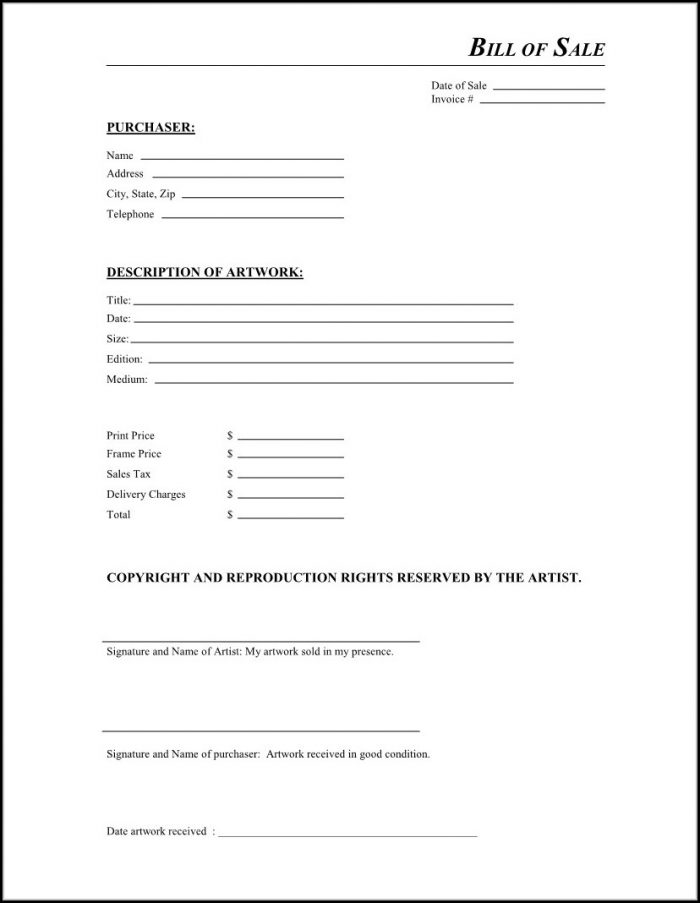 Free Printable Bill Of Sale Template For Car Free Printable Bill Of Sale Template For Car
