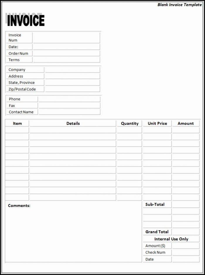 Free Printable Blank Invoice Templates Free Printable Blank Invoice Templates
