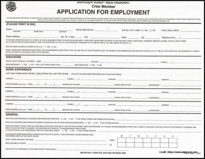 Free Printable Blank Job Applications Forms Free Printable Blank Job Applications Forms