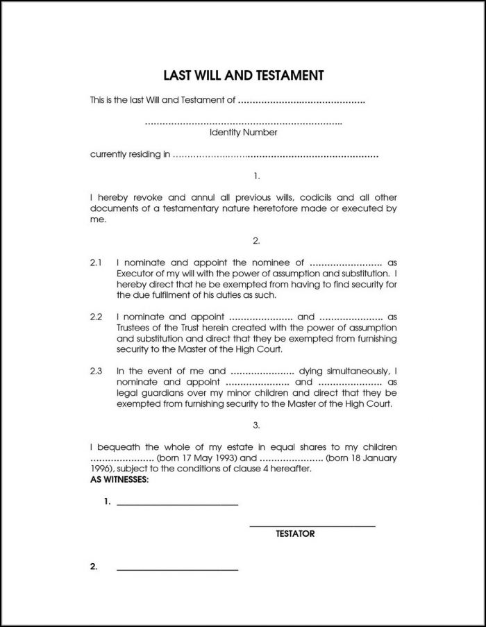 Free Printable Last Will And Testament Forms Nz Free Printable Last Will And Testament Forms Nz