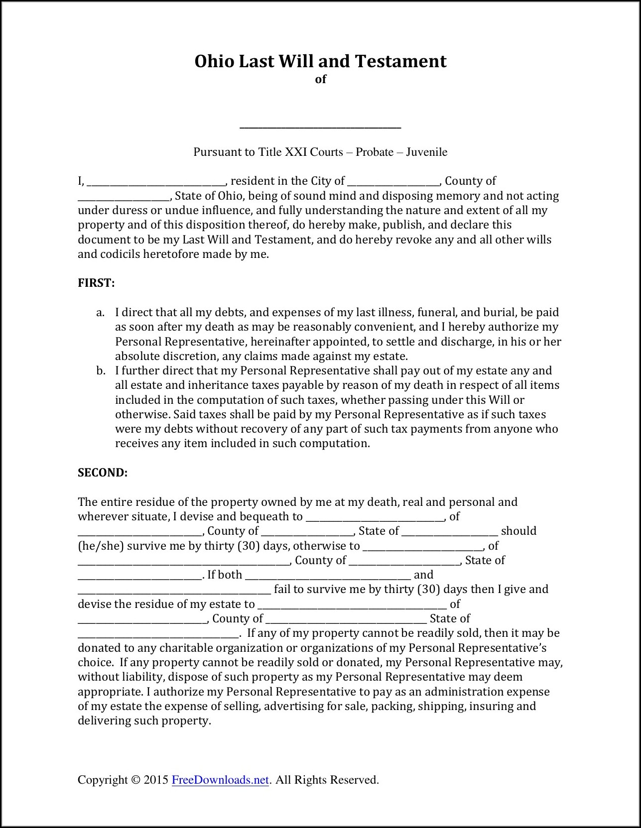 No cost Printable Previous Will And Testomony Sorts Ohio - Kind photo about Free Printable Ohio Will Forms titled Totally free Printable Very last Will And Testomony Sorts Ohio - Type