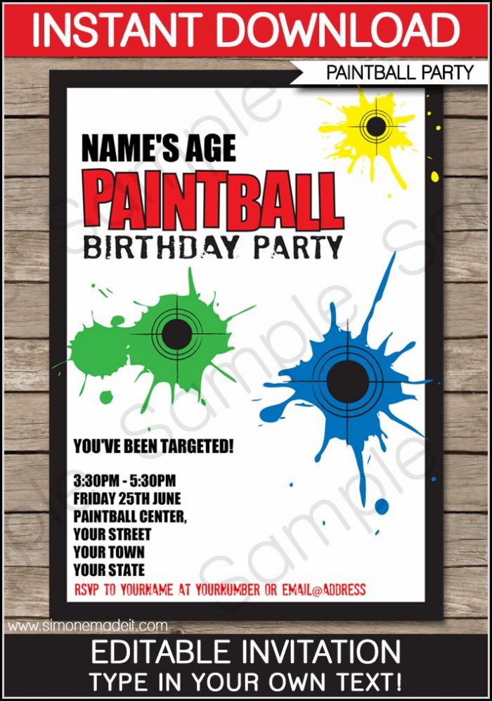 Free Printable Paintball Birthday Invitation Templates Free Printable Paintball Birthday Invitation Templates