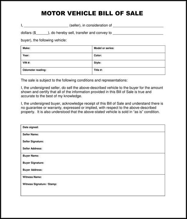Free Printable Vehicle Bill Of Sale Template Free Printable Vehicle Bill Of Sale Template