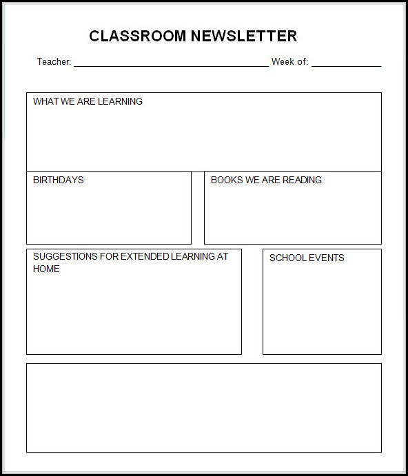 Free Printable Weekly Newsletter Templates For Teachers Free Printable Weekly Newsletter Templates For Teachers