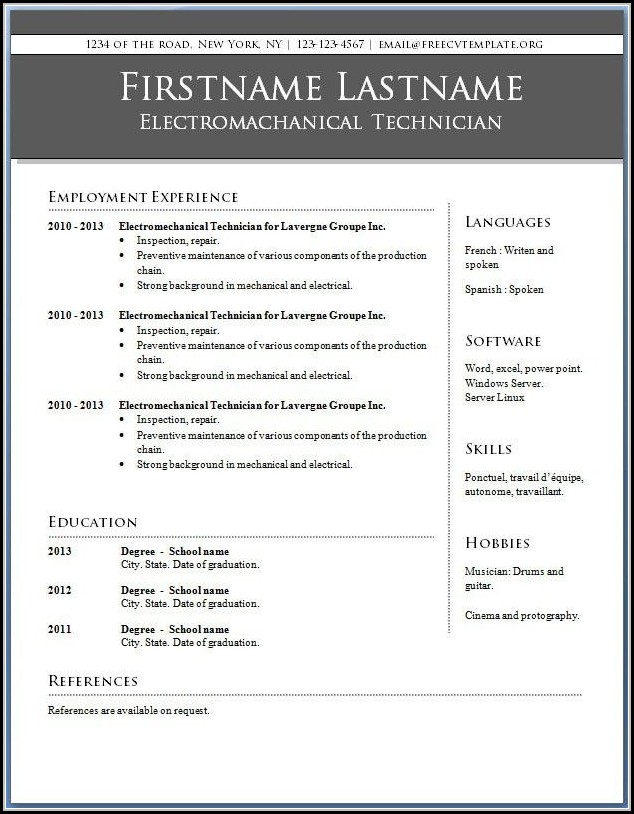 Free Resume Templates Microsoft Word Free Resume Templates Microsoft Word