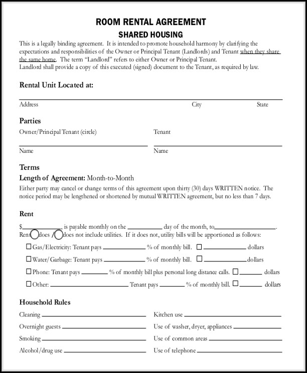 Free Room Rental Agreement Template Word Free Room Rental Agreement Template Word