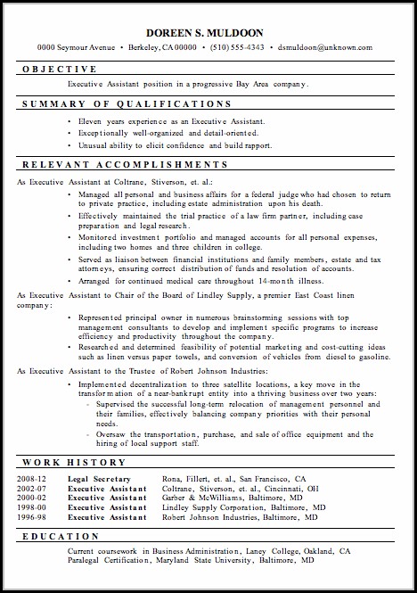 Functional Resume Executive Assistant Functional Resume Executive Assistant