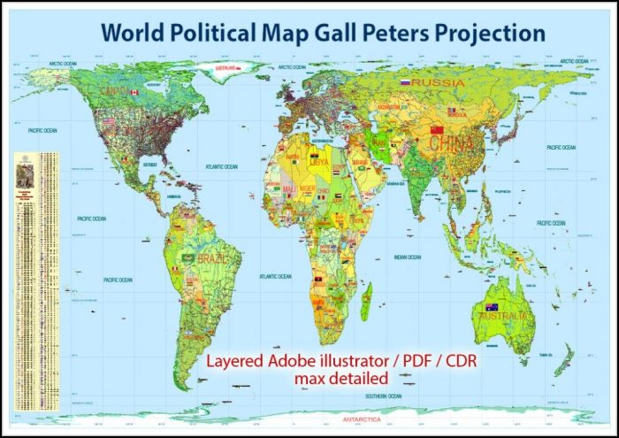 Gall Peters Projection World Map Gall Peters Projection World Map
