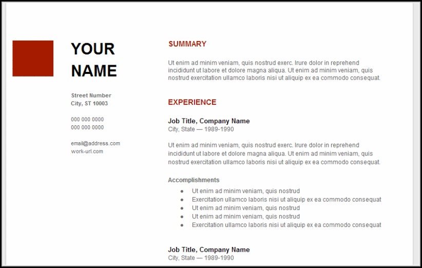 google resume templates free
