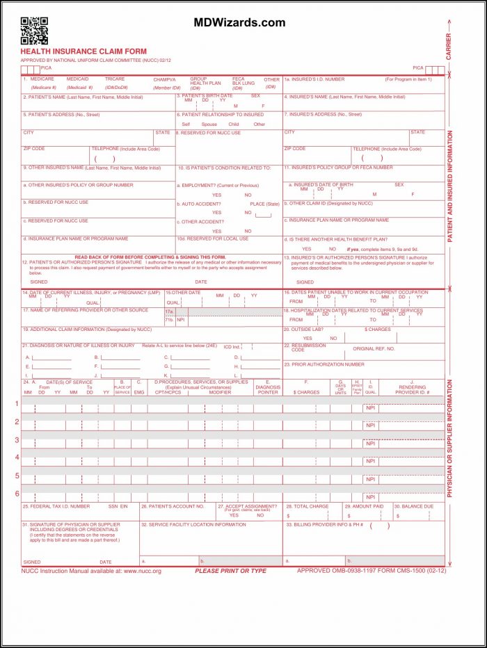 Hcfa 1500 Form Pdf Fillable Hcfa 1500 Form Pdf Fillable