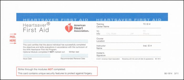 Heartsaver First Aid Cpr Aed Card Template Heartsaver First Aid Cpr Aed Card Template