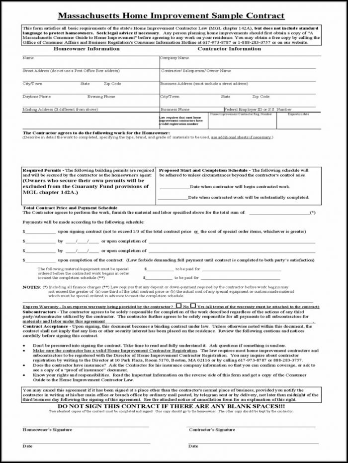 Home Improvement Contract Template Free Home Improvement Contract Template Free