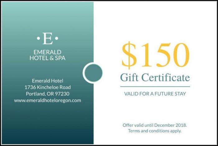 Hotel Gift Certificate Template Hotel Gift Certificate Template