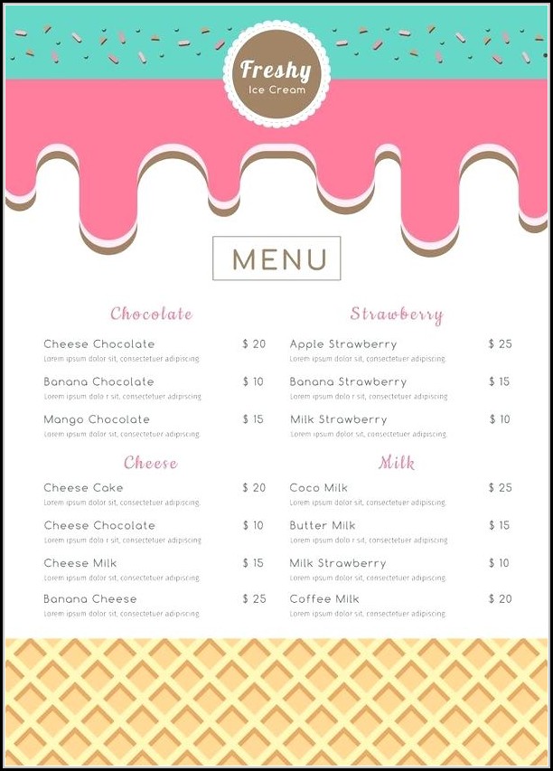Ice Cream Menu Template Free Ice Cream Menu Template Free