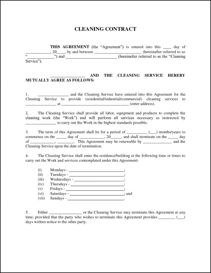 Janitorial Service Contract Template Janitorial Service Contract Template