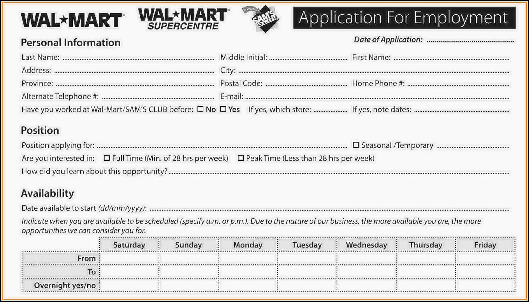 Job Application For Walmart Distribution Center Job Applications