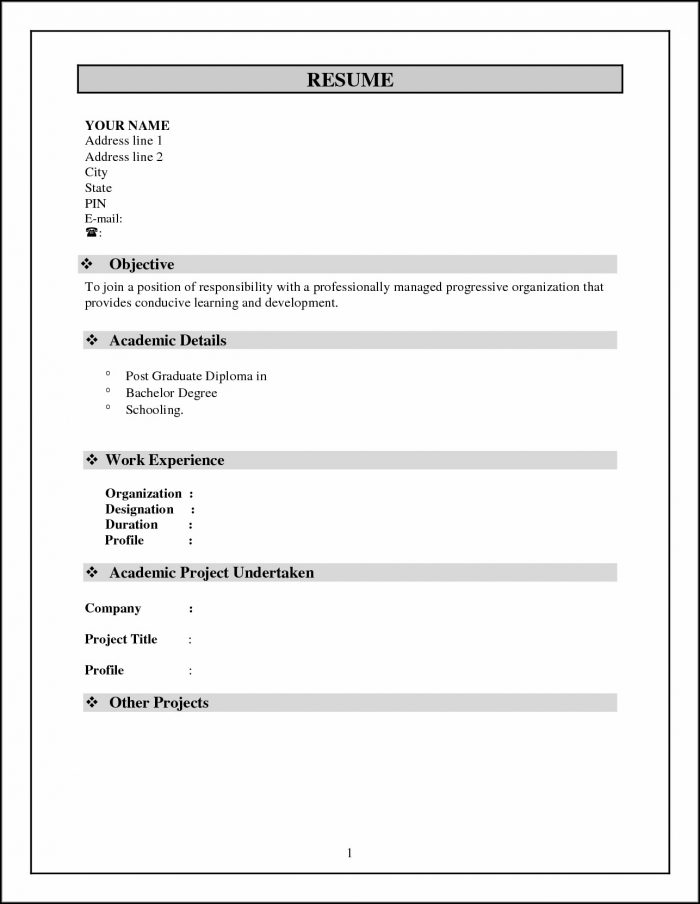 Job Resume Format Free Download Job Resume Format Free Download