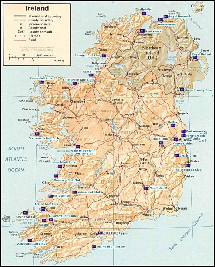 Map Of Ireland Golf Courses Map Of Ireland Golf Courses