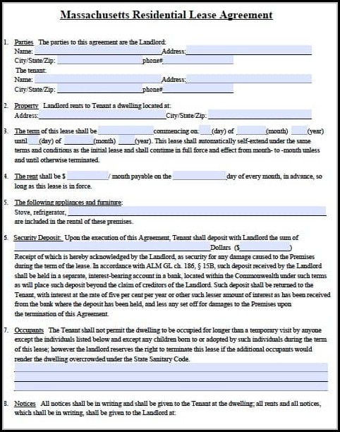 Massachusetts Lease Agreement Template Massachusetts Lease Agreement Template