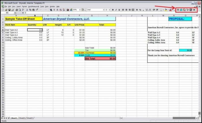 Material Takeoff Template Excel Material Takeoff Template Excel
