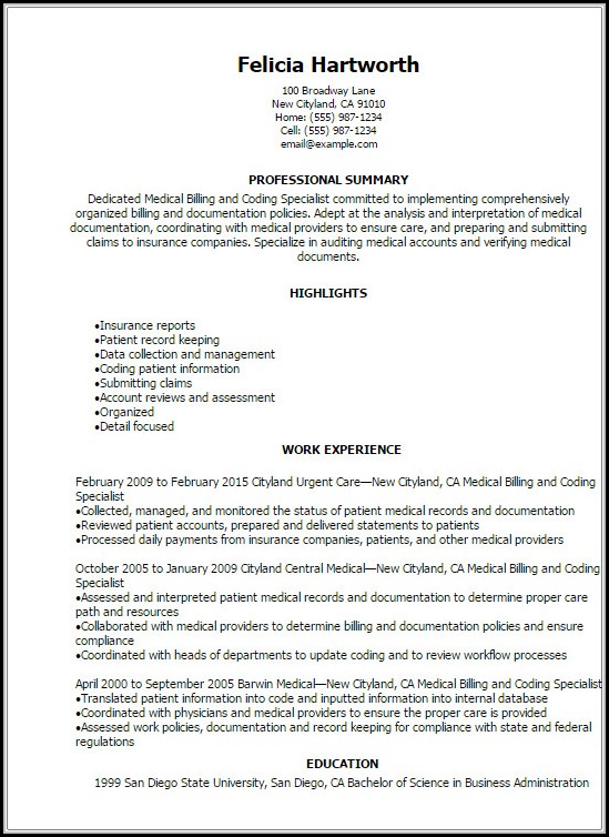 Medical Biller Resume Template Medical Biller Resume Template