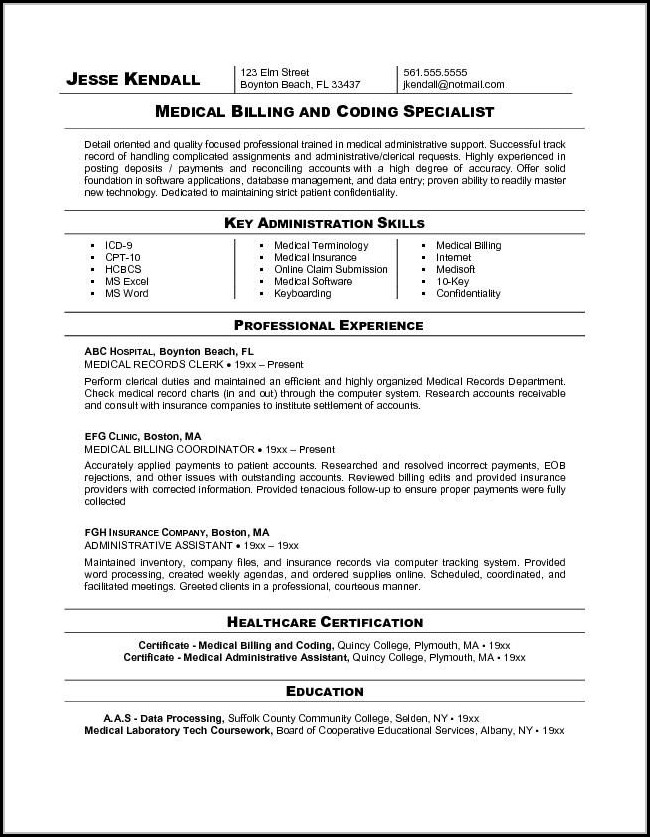 Medical Billing And Coding Resume Examples Medical Billing And Coding Resume Examples