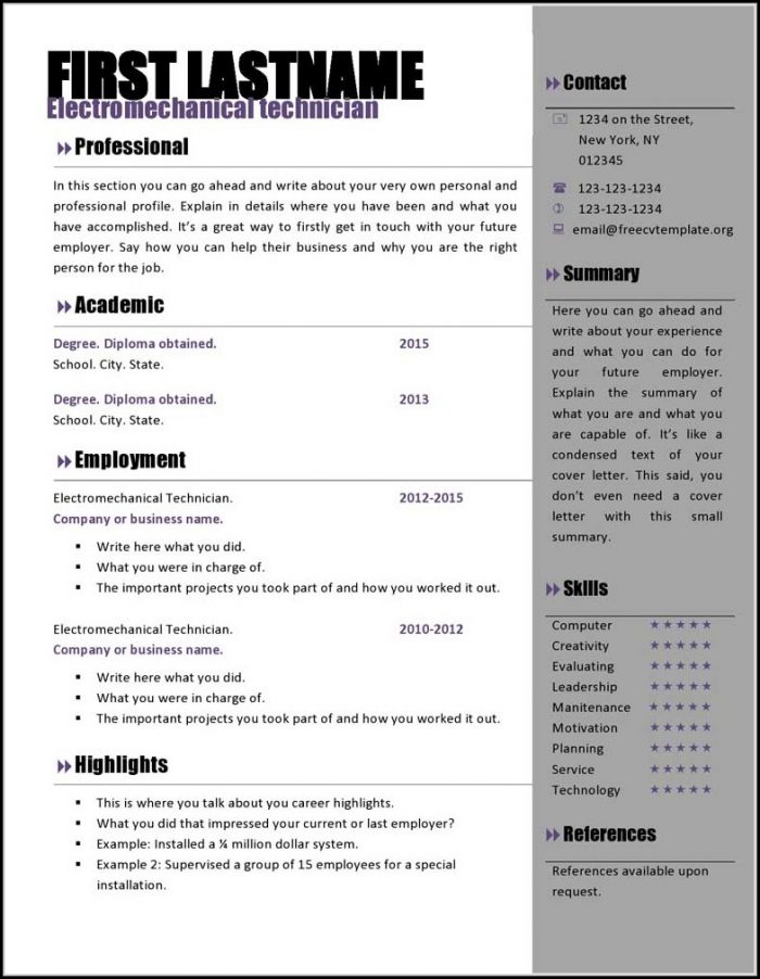 Microsoft Word Free Resume Templates Microsoft Word Free Resume Templates