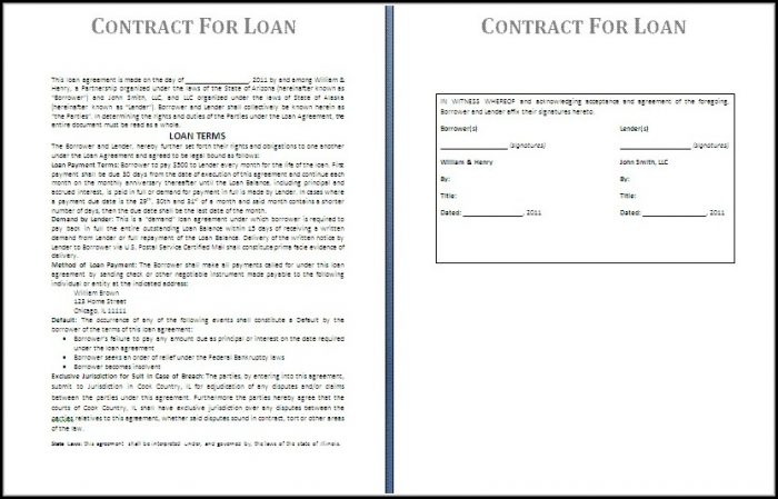 Money Loan Contract Template Free Money Loan Contract Template Free