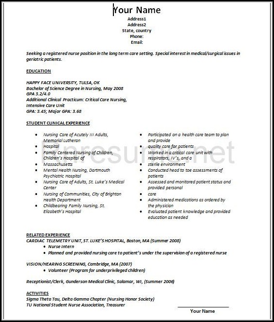 New Grad Rn Resume Template New Grad Rn Resume Template