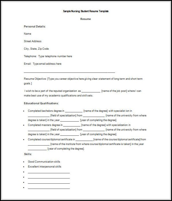 Nursing Student Resume Template Word Nursing Student Resume Template Word