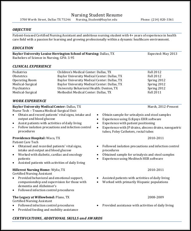 Nursing Student Resume Template Nursing Student Resume Template
