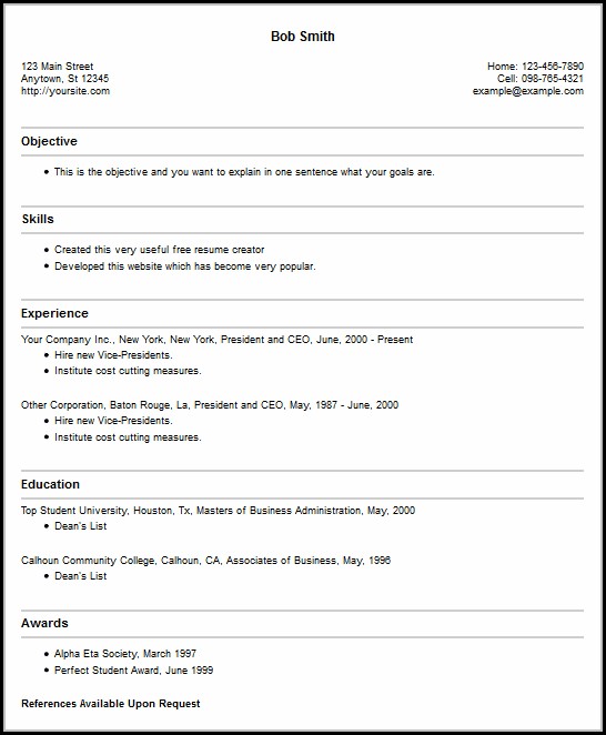Online Resume Builder Free Online Resume Builder Free