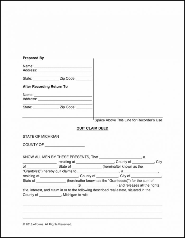 Quit Claim Deed Form Michigan Free Quit Claim Deed Form Michigan Free