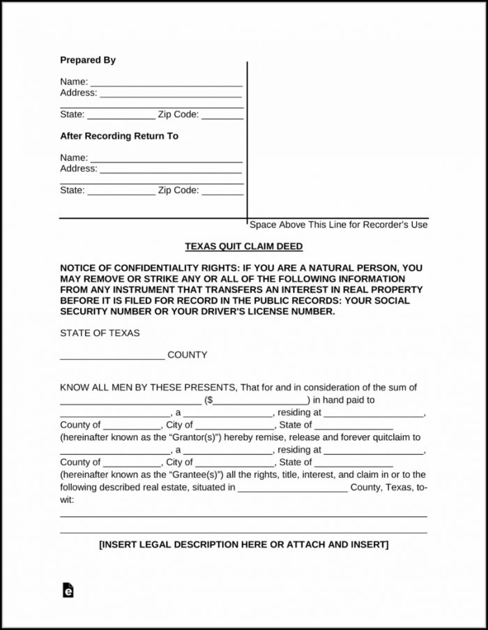 Quit Claim Deed Form Texas Pdf Quit Claim Deed Form Texas Pdf
