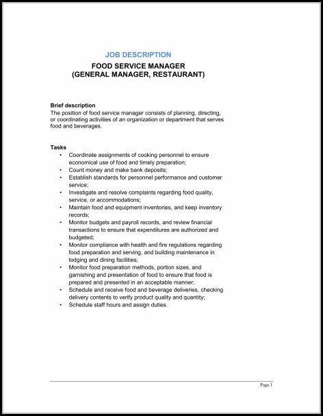Restaurant General Manager Job Description Template Restaurant General Manager Job Description Template