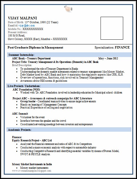 Resume Format Free Download For Freshers Resume Format Free Download For Freshers