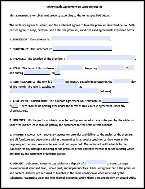 Sublease Agreement Form Pdf Sublease Agreement Form Pdf