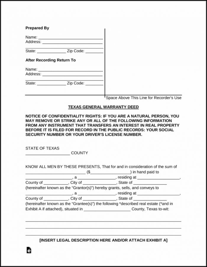 Texas General Warranty Deed Form Pdf Texas General Warranty Deed Form Pdf